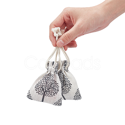 Tree Pattern Burlap Packing Pouches ABAG-PH0002-47-1