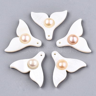 Natural Freshwater Shell Pendants SHEL-N026-132-1