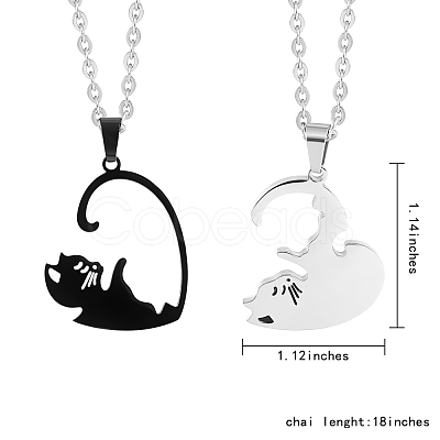 Two Tone Heart Puzzle Matching Necklaces Set JN1010A-1