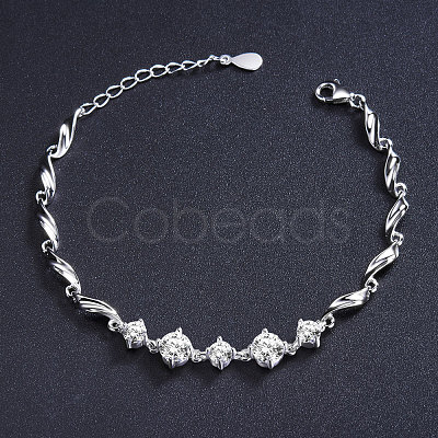 SHEGRACE Lovely Rhodium Plated 925 Sterling Silver Link Bracelet JB290A-1