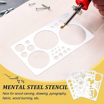 Fingerinspire 4Pcs 4 Style Custom 304 Stainless Steel Cutting Dies Stencils DIY-FG0002-08-1