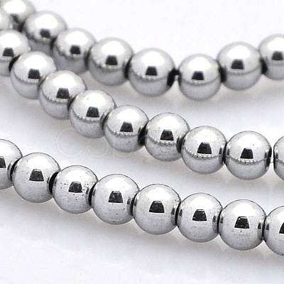 Round Non-magnetic Synthetic Hematite Beads Strands G-P061-68-3mm-1