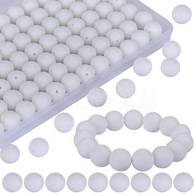 80Pcs Round Silicone Focal Beads SIL-SZ0001-24-17-1