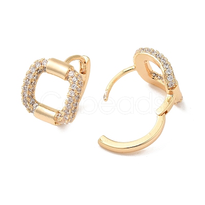 Square Cubic Zirconia Hoop Earrings EJEW-P292-09G-1