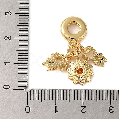 Rack Plating Brass Pave Colorful Cubic Zirconia European Dangle Charms KK-P279-44G-1