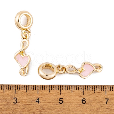 Rack Plating Alloy Pink Enamel European Dangle Charms FIND-C055-14G-1