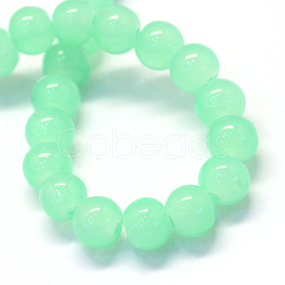 Baking Painted Imitation Jade Glass Round Bead Strands X-DGLA-Q021-10mm-22-1