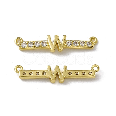 Rack Plating Brass Micro Pave Clear Cubic Zirconia Connector Charms KK-C007-37G-W-1