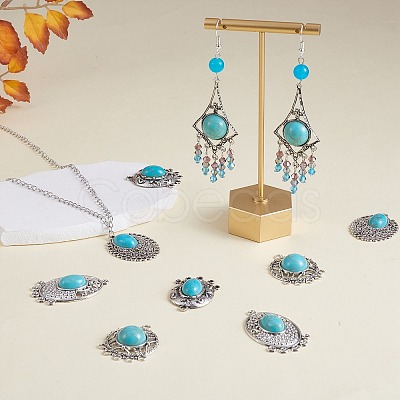 10pcs Turquoise+alloy pendant Vintage alloy earring head diy handmade material(5 styles) JX575A-1