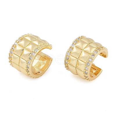 Brass Micro Pave Clear Cubic Zirconia Cuff Earring for Women EJEW-S225-19G-04-1