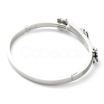 Non-Tarnish 304 Stainless Steel Butterfly Hinged Bangle for Women BJEW-D055-05P-1