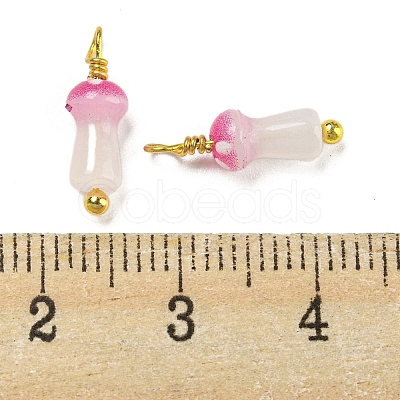 Mushroom Glass Charms KK-C046-02C-1