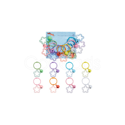 8Pcs 8 Colors Glitter Acrylic Star Pendant Stitch Markers with Bell HJEW-AB00680-1