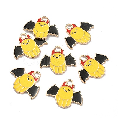 Halloween Light Gold Tone Alloy Enamel Pendants ENAM-P247-19KCG-1