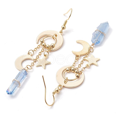 Dyed Natural Quartz Crystal Pendants Earrings EJEW-TA00424-1