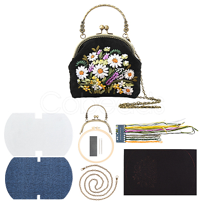 DIY Ethnic Style Flower Pattern Embroidery Crossbody Bags Kits DIY-WH0292-87C-1