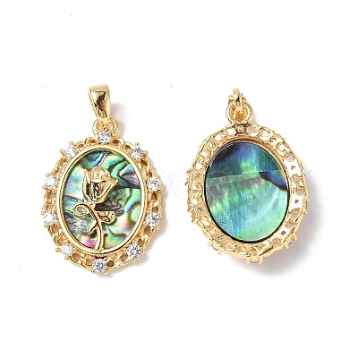 Abalone Shell/Paua Shell Pendants KK-P223-06G-02-1