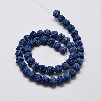 Natural Lava Rock Round Bead Strands G-I124-8mm-11-1