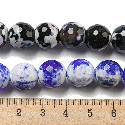 Faceted Natural Fire Crackle Agate Beads Strands G-F447-12mm-G-1