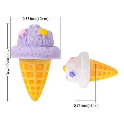 50Pcs 5 Colors Imitation Ice Cream Decoration AJEW-CJ0001-20-1