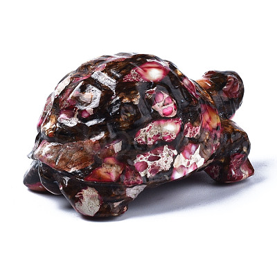 Tortoise Assembled Natural Bronzite & Synthetic Imperial Jasper Model Ornament G-N330-39A-01-1