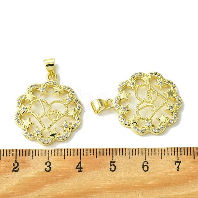 Mother's Day Brass Micro Pave Cubic Zirconia Pendants KK-H472-07G-04-1