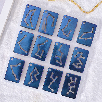 Twelve Constellations Rectangle Pendants Silicone Molds X-DIY-G073-02-1