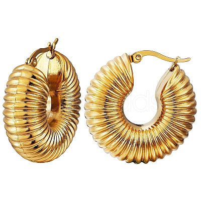 Chunky Vintage Grooved Hoop Earrings for Women X1-EJEW-O096-52G-1