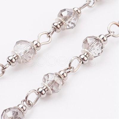 Faceted Glass Handmade Beaded Chains AJEW-JB00298-1