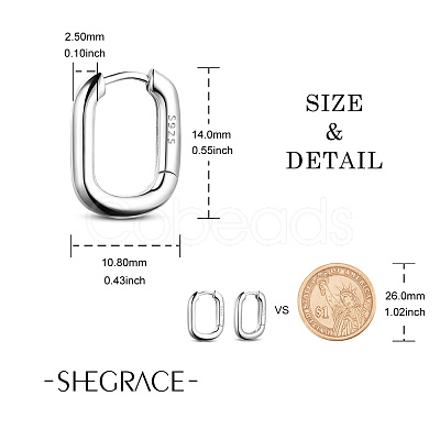 SHEGRACE Rhodium Plated 925 Sterling Silver Hoop Earrings JE834A-01-1
