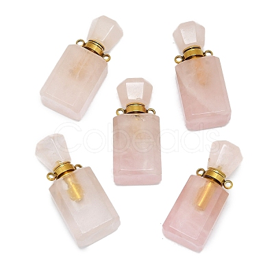 Natural Rose Quartz Perfume Bottle Pendants G-A026-10-01-1