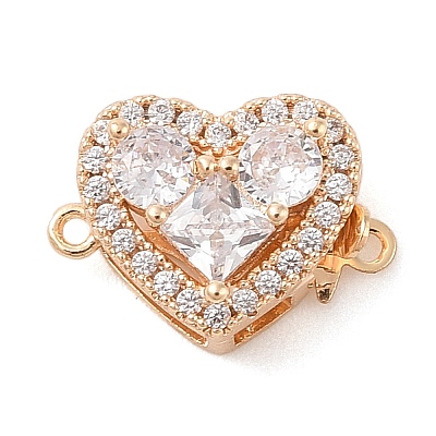 Brass Micro Pave Clear Cubic Zirconia Glass Box Clasps KK-S388-13G-01-1