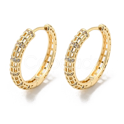 Brass Micro Pave Clear Cubic Zirconia Hoop Earrings EJEW-E295-17KCG-1