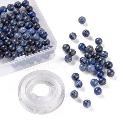 100Pcs 8mm Natural Sodalite Beads DIY-LS0002-32-1