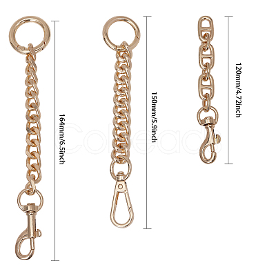 CHGCRAFT 3Pcs 3 Style Alloy & Iron Link Chain Bag Strap Extenders FIND-CA0007-77-1