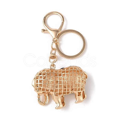 Elephant Zinc Alloy Enamel with Rhinestone Pendant Keychain KEYC-G061-01C-1