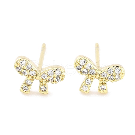 Brass Cubic Zirconia Stud Earrings for Women EJEW-S217-B05-1