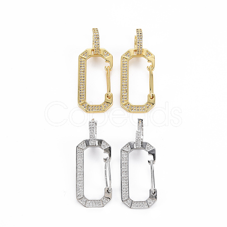 Brass Micro Pave Cubic Zirconia Huggie Hoop Earrings EJEW-Q023-004-NR-1
