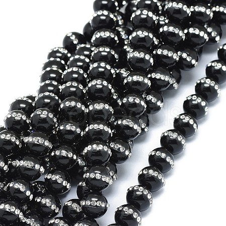 Natural Black Onyx Beads Strands G-F604-08A-12mm-1