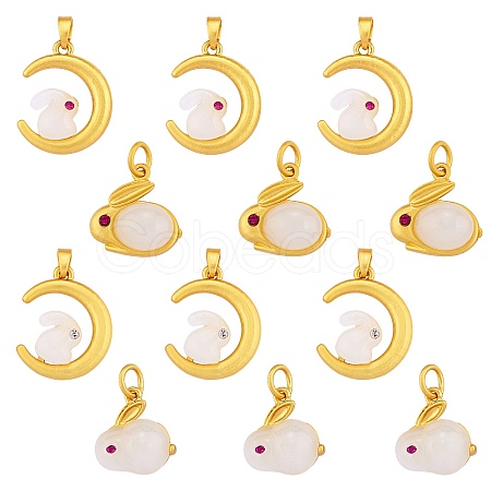 12Pcs 4 Style Alloy Glass Charms FIND-SZ0002-85-1