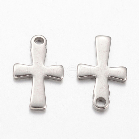 304 Stainless Steel Tiny Cross Charms STAS-YW0001-28P-1