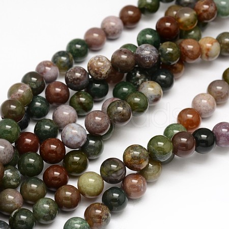 Natural Indian Agate Round Beads Strands X-G-F243-01-10mm-1