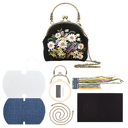 DIY Ethnic Style Flower Pattern Embroidery Crossbody Bags Kits DIY-WH0292-87C-1