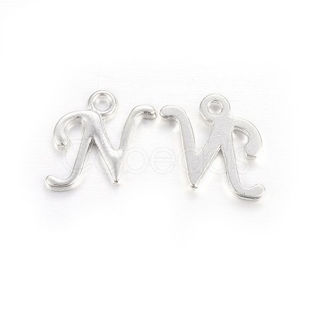 Silver Color Plated Alloy Letter Pendants X-PALLOY-P097-04-N-1