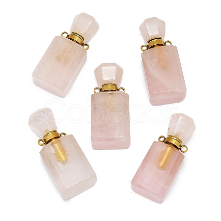 Natural Rose Quartz Perfume Bottle Pendants G-A026-10-01-1