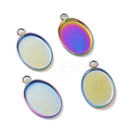 Ion Plating(IP) 304 Stainless Steel Pendant Cabochon Settings X-STAS-H383-12M-1