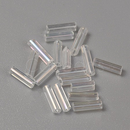 300Pcs Transparent Glass Round Bugle Beads GLAA-WH0015-74B-1