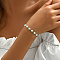 Vintage Ethnic Style Brass & Plastic Beaded Bracelets for Women's Daily Wear, Golden, Light Cyan, 7-1/8 inch(18cm)