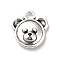 Tibetan Style Alloy Charms, Cartoon Style Bear Head Charms, Antique Silver, 13x12.5x4mm, Hole: 1.5mm, about 769pcs/1000g