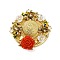 Hat Alloy Rhinestone Brooches, Flower Bees Hat Enamel Pins, with Resin Red Rose, Golden, Colorful, 52.5x53.5mm